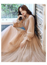 Evening Dress Fat Mm Big Code Bridesmaid Service Champagne Senior Senses Annual Meeting Gown Womens Dress Banquets Gas light and luxurious