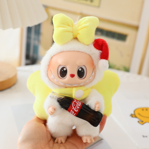可口可乐labubu娃衣搪胶盲盒挂件蝴蝶结套装拉布布一二三代衣服 - 图0