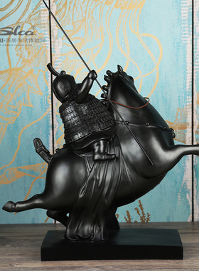 跨境新中式兵马俑摆件礼品胖士兵书挡树脂工艺品家居创意软装