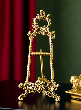 杰迪家居古典相框架做旧挂盘架黄铜展示盘子架装饰轻奢摆件支架