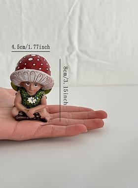 北欧跨境公主沉睡仙女树脂工艺品创意小红帽蘑菇翅膀雕像花园摆件