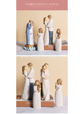 仿木刻新郎新娘亲吻人物摆件树脂结婚婚礼玩偶礼物情侣蛋糕客厅