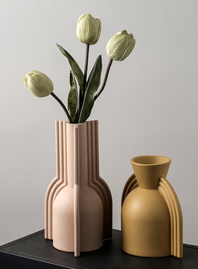 贝汉美轻奢莫兰迪花瓶艺术几何客厅玄关样板房创意家居装饰品