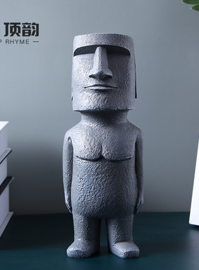 跨境复活岛石像摆件 北欧ins电视柜家居装饰客厅创意树脂工艺品