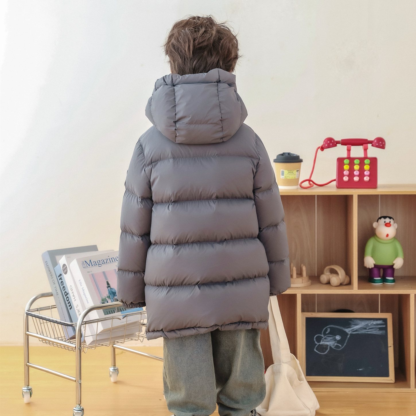新款儿童羽绒服加厚中长款男童女童2025冬装90白鸭绒连帽保暖外套 - 图3