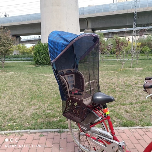 YBSXROGK款电动自行车儿童后安全座宝宝椅防雨棚加大纱网遮阳网
