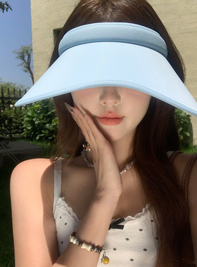 空顶防晒帽女夏季2026新款全脸防紫外线大帽檐遮阳帽户外骑车帽子