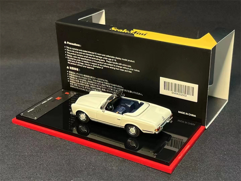 现货|BENZ SL280白色 ScaleMini 1/64奔驰敞篷车模型静态收藏-图0