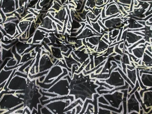 Versatile printed pleated chiffon patchwork cake skirt