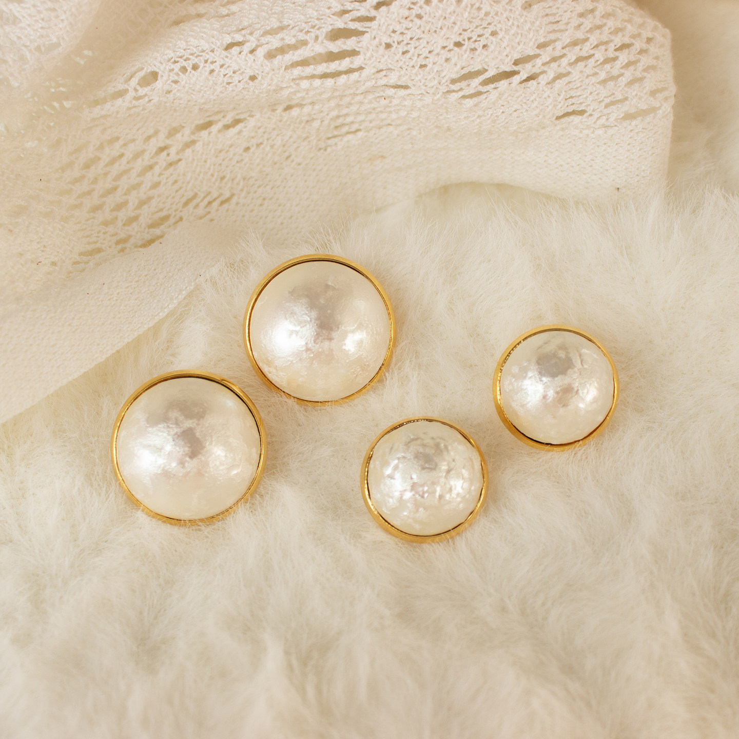 法式金边棉花珠耳环经典复古气质耳饰半圆珍珠蚊香盘耳夹无耳洞,淘宝优惠券,粉丝福利购,淘宝优惠卷