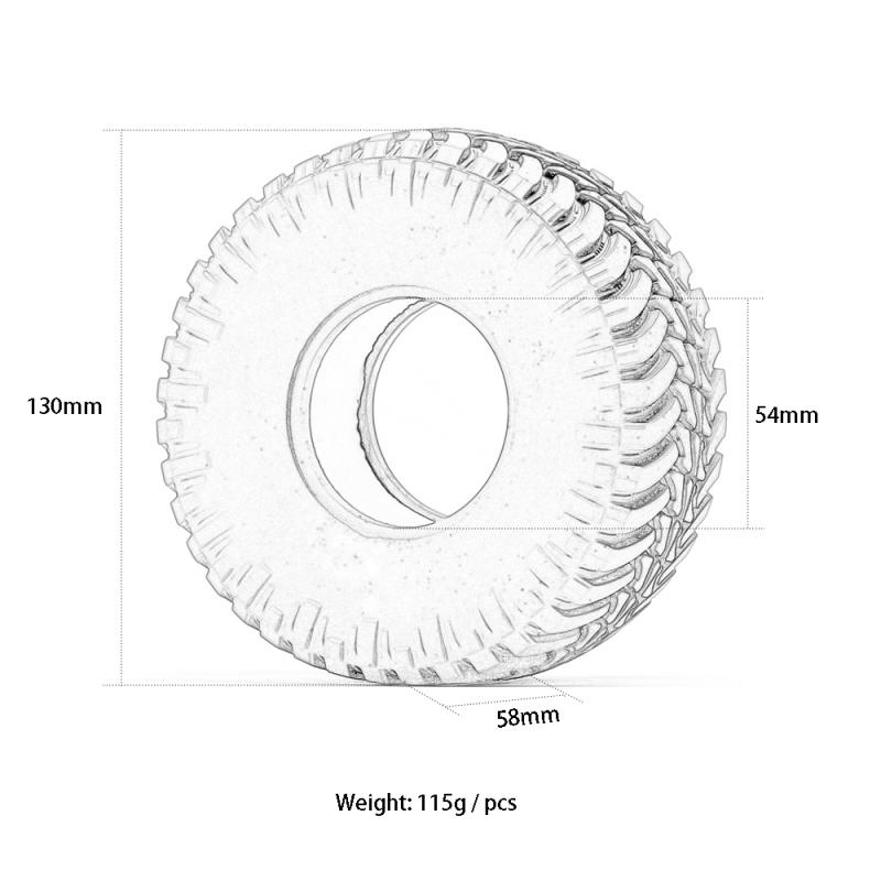 2.2寸攀爬车胎皮 130MM 1/10 AXIAL SCX10 幽灵 RR10 小雪人 KM - 图3
