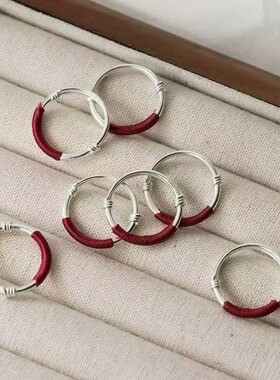 足银999本命年红线戒指手工调节众设计戒指纯银生日礼物送女友