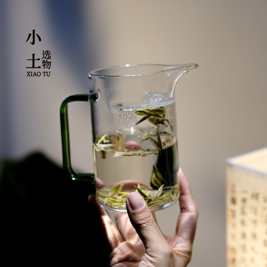 鹰嘴月牙玻璃公道杯 大容量加厚耐高温泡绿茶公杯茶漏一体分茶器