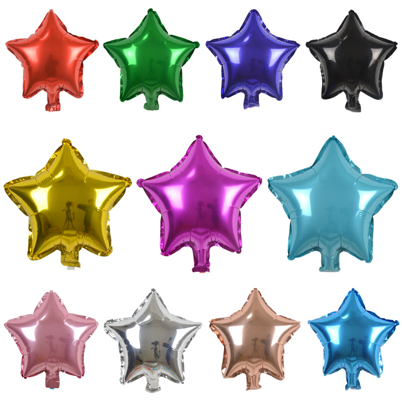 纯色五角星形铝膜气球 生日婚庆婚房布置派对装饰星星铝箔气球 - 图1
