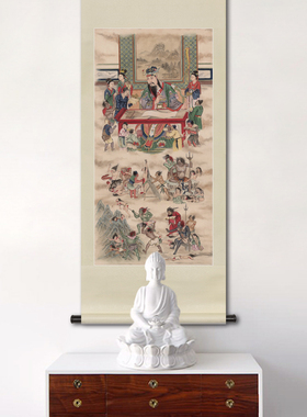 手绘工笔国画十殿阎王七殿泰山王