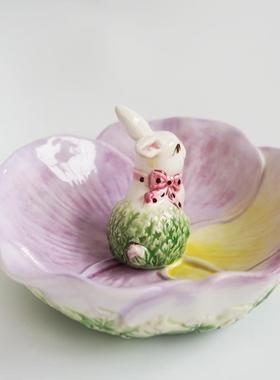 陶瓷可爱兔子糖果碗瑞兔迎春