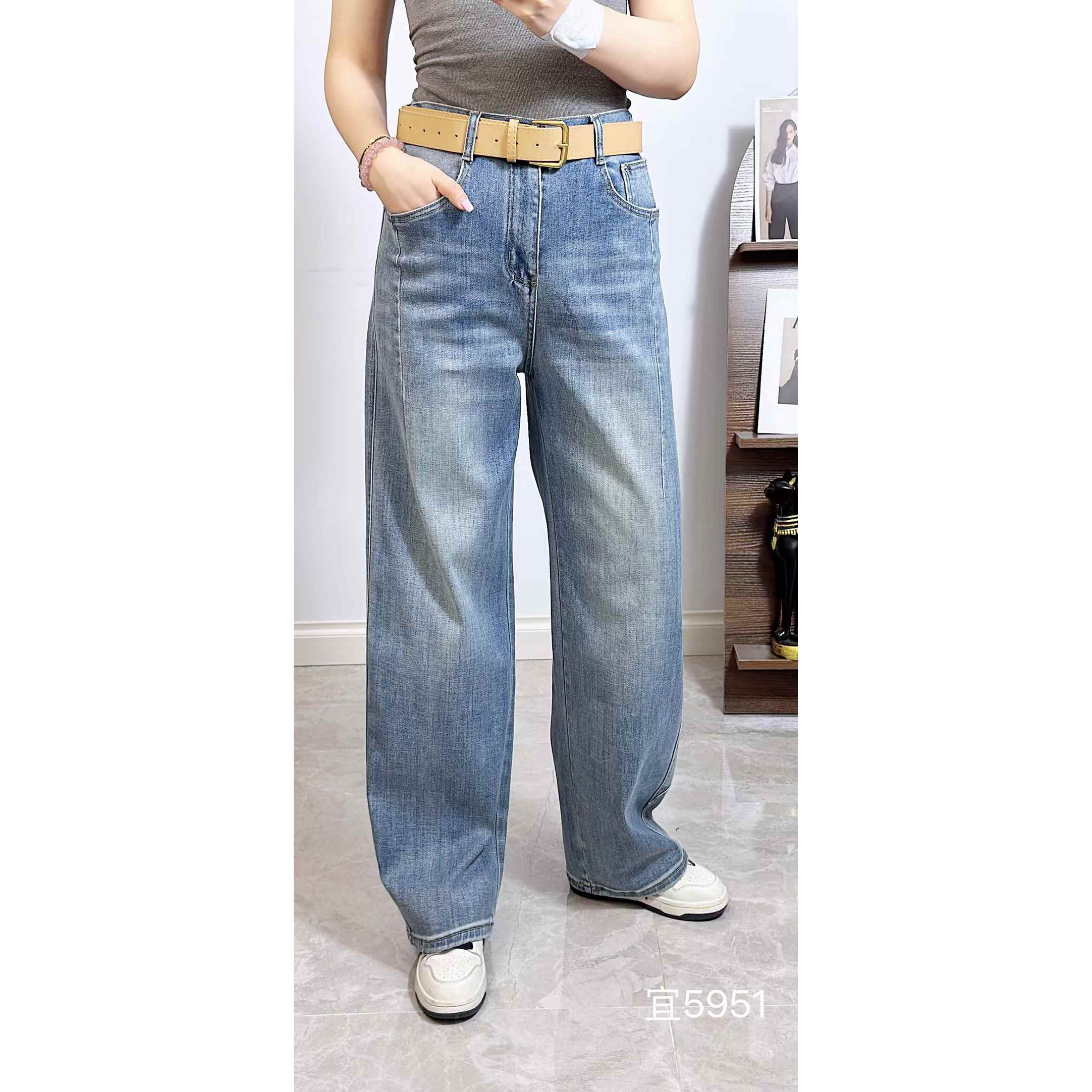 宜语析5951春加大码牛仔裤女 210斤胖妹mm弹力高腰显瘦直筒长裤子,淘宝优惠券,粉丝福利购,淘宝优惠卷