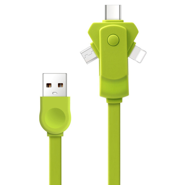 Creative three-in-one rotating data cable multi-function Android typec suitable for Apple USB mobile phone charging cable customization