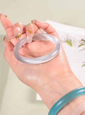 白月光手镯女款玉髓荔枝冻猫眼石