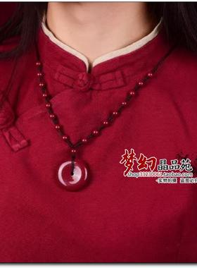 朱砂紫金砂平安扣吊坠项链挂件