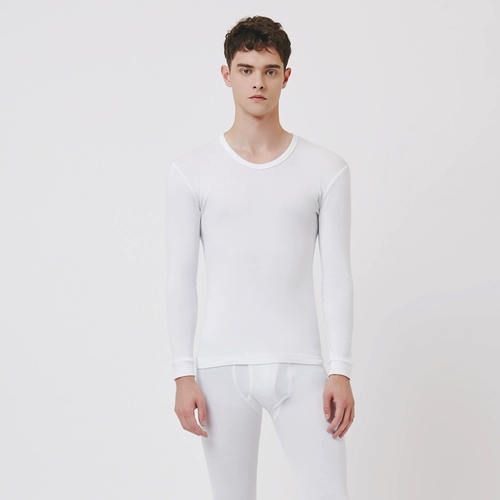 Хлопковое нижнее белье, базовый удерживающий тепло комплект, приятные телу штаны, лонгслив, термобелье, V-образный вырез