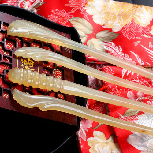 天然牛角发簪新中式复古中国风古典簪子宫廷汉服唯美仙儿古风发饰 - 图2