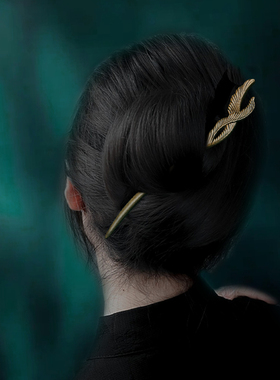 小李子簪子绿檀木古风盘发发簪