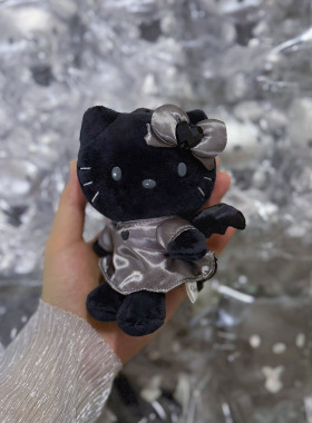 现货日本正版三丽鸥NIC长腿黑白恶魔黑皮贵妇豹纹夏威夷kitty挂件