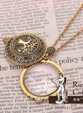 生命树复古玻璃放大镜神秘风吊坠