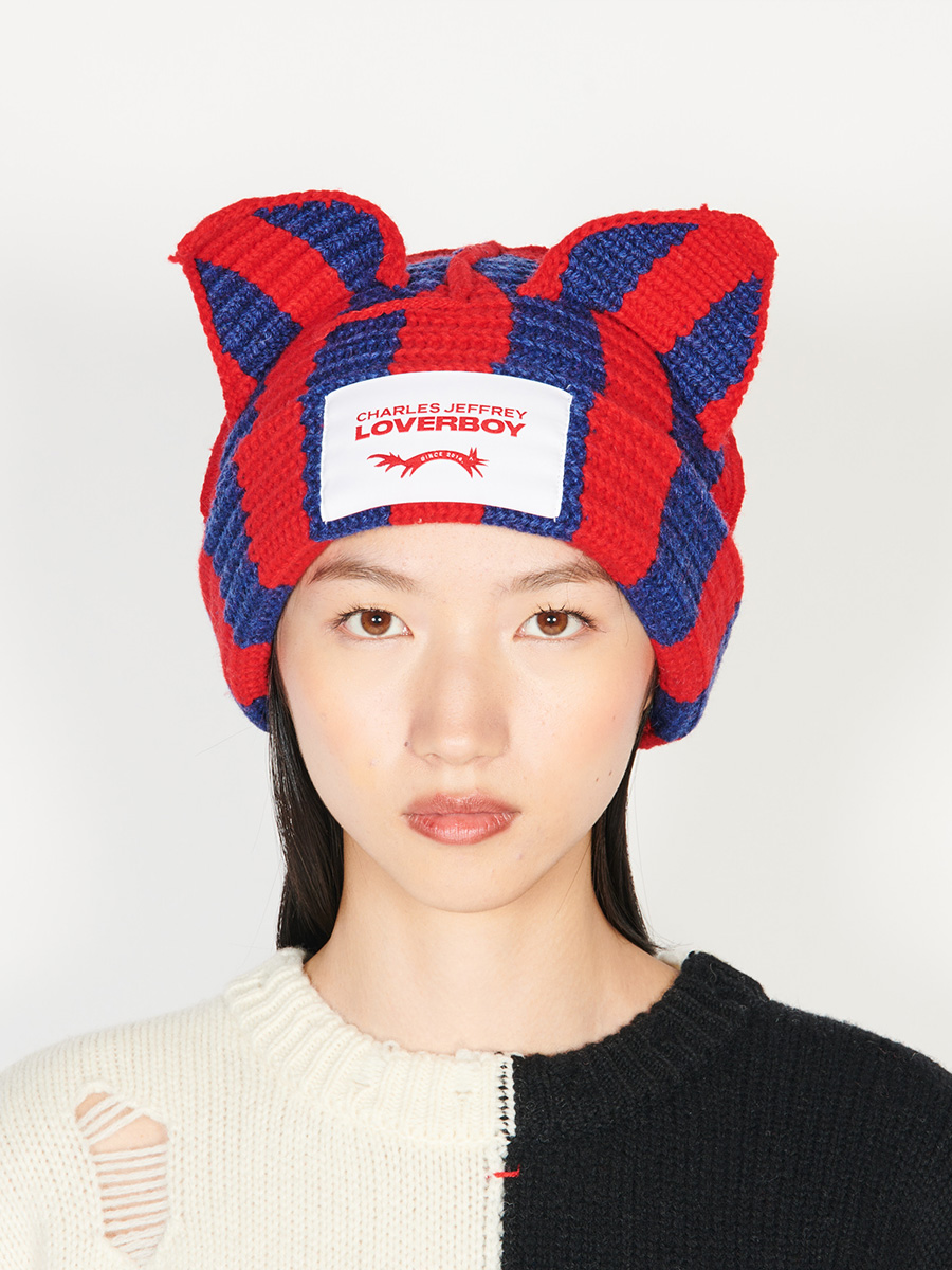 Charles Jeffrey LOVERBOY经典多色条纹猪耳帽 DOUBLEBOO买手店-图2