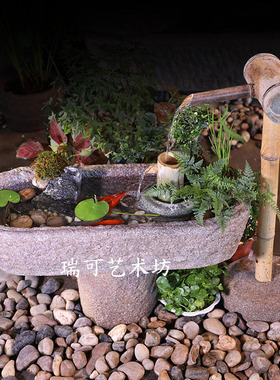 鱼缸喷泉玄关落地造景流水摆件