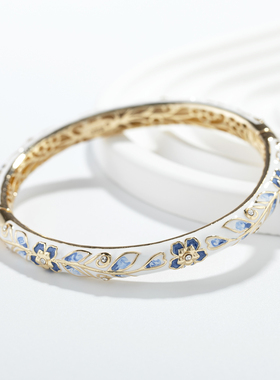 闺蜜珐琅铜胎复古中国风细圈手镯