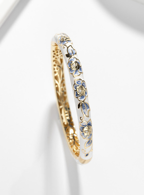 珐琅彩活扣时尚镀金复古风手镯