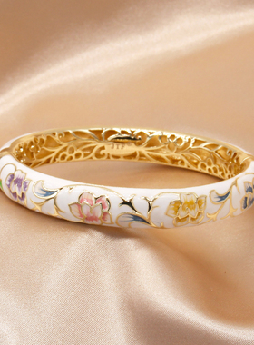 jtf复古女铜闺蜜送礼景泰蓝手镯