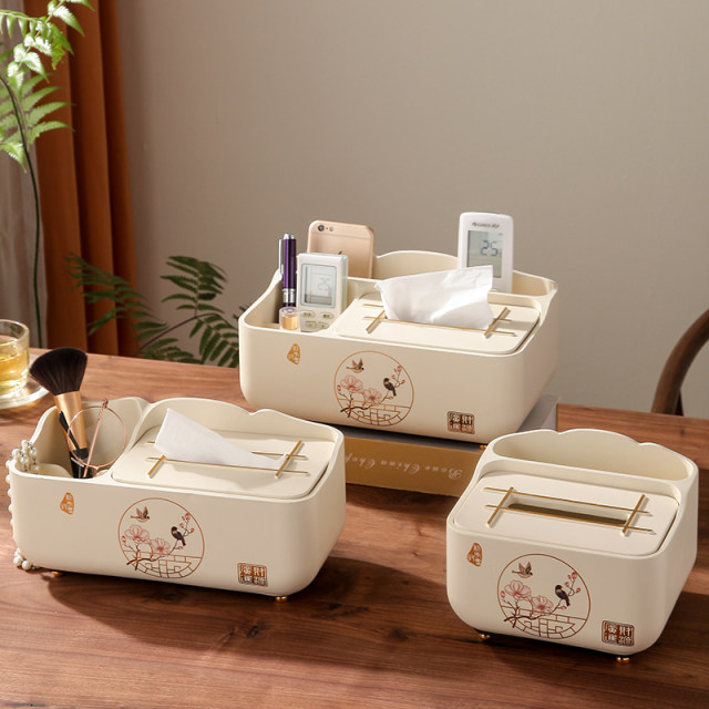 New Chinese style modern minimalist resin multi-function tissue box