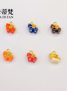 金店同款沙金珐琅福韵唐马吊坠项链新中式锦绣前程生肖马锁骨链