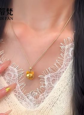 小红书爆款沙金躲猫猫吊坠可爱卡通招财猫项链萌宠猫咪手机钥匙挂