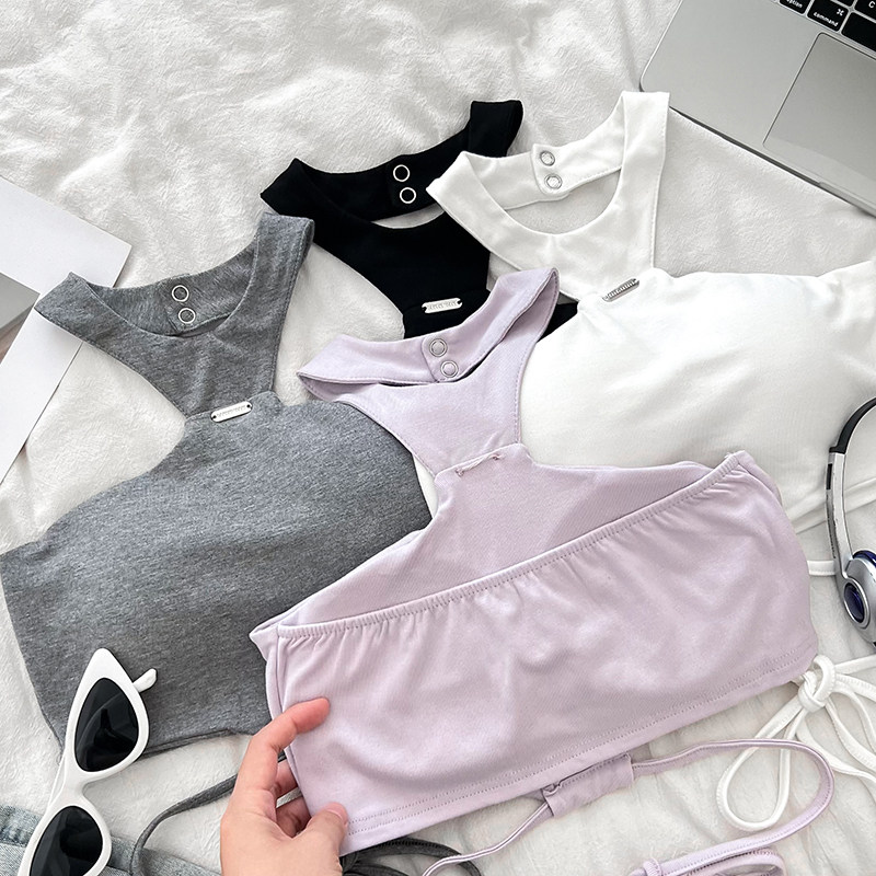 纯欲气质百搭镂空挂脖交叉绑带短款吊带背心抹胸内搭打底衫上衣女,淘宝优惠券,粉丝福利购,淘宝优惠卷