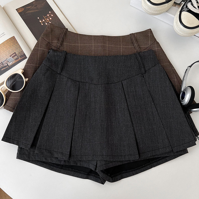 美式复古格纹高腰显瘦半身裙防走光短裙百褶裙a字裙女裤裙小个子,淘宝优惠券,粉丝福利购,淘宝优惠卷