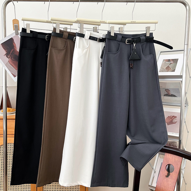 韩版时尚休闲百搭高腰显瘦西装阔腿裤休闲裤直筒裤长裤配皮带女,淘宝优惠券,粉丝福利购,淘宝优惠卷