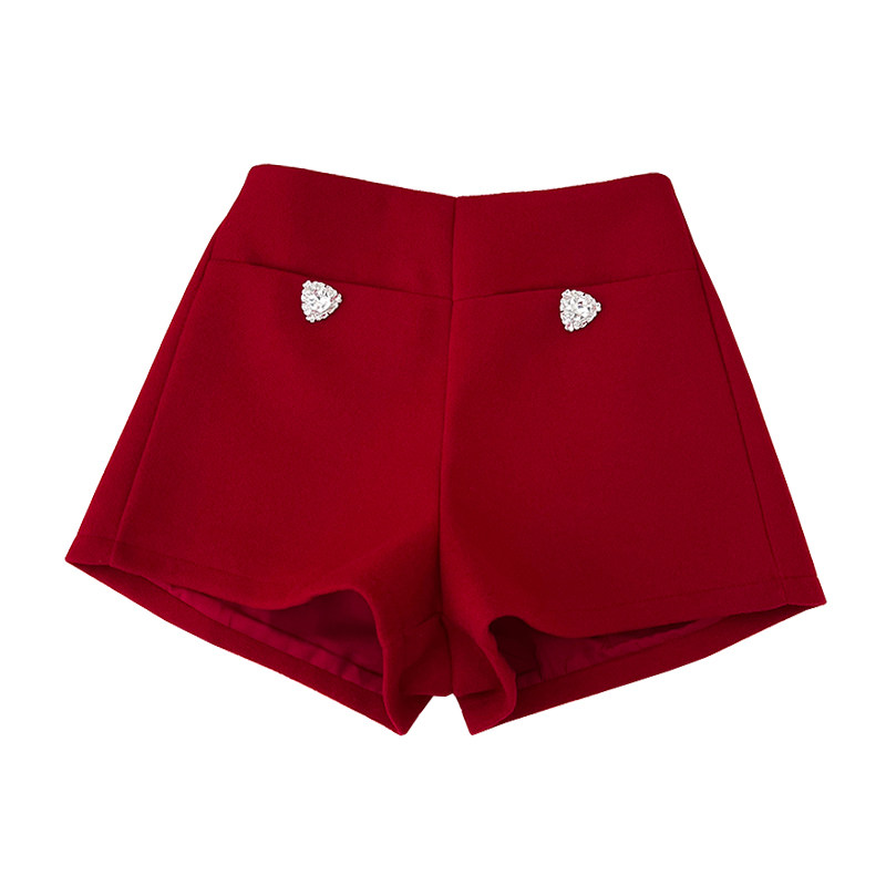 小香风水钻高腰显瘦毛呢短裤阔腿裤休闲裤靴裤打底裤女秋冬新款,淘宝优惠券,粉丝福利购,淘宝优惠卷