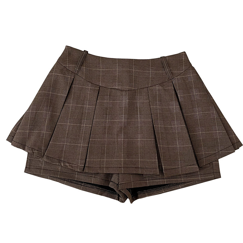 美式复古格纹高腰显瘦半身裙防走光短裙百褶裙a字裙女裤裙小个子,淘宝优惠券,粉丝福利购,淘宝优惠卷