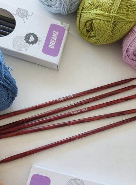 KnitPro 20cm 双头直针Dreamz梦幻彩木毛衣针进口棒针直针工具