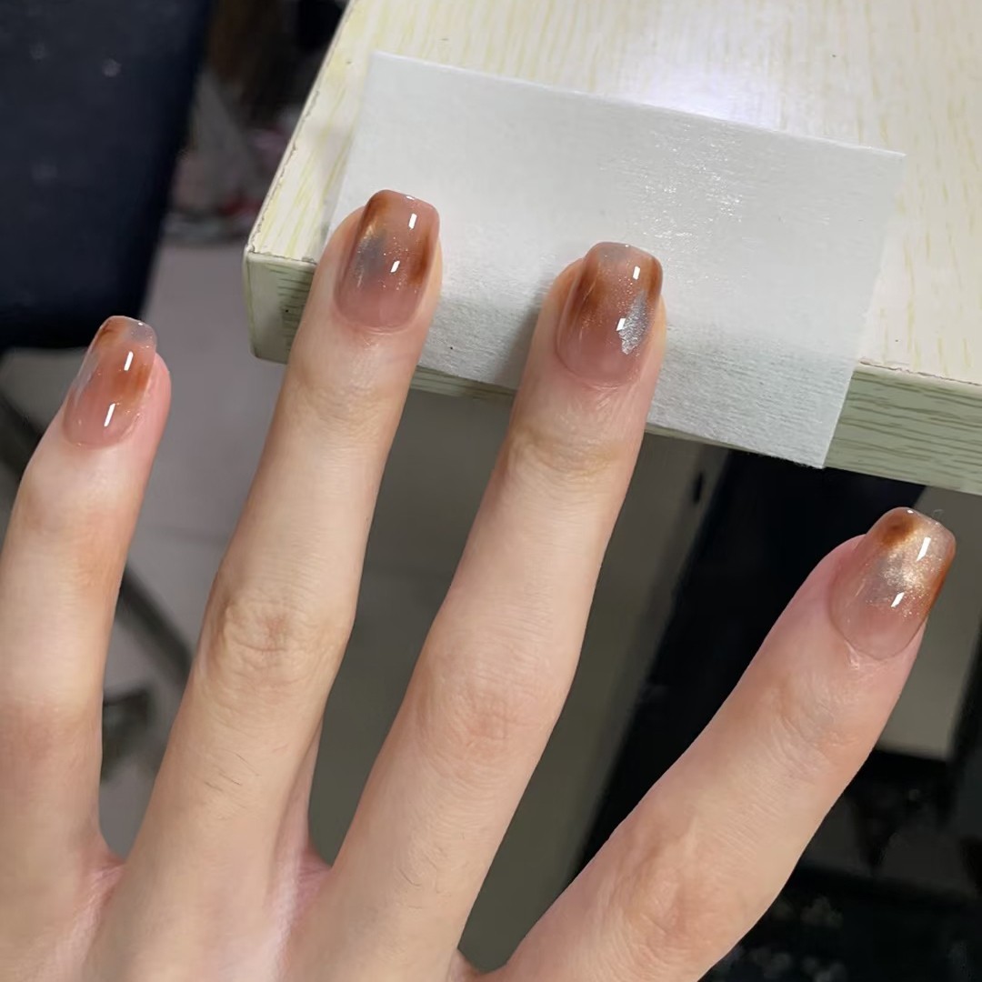 新款纯手工穿戴甲秋冬玳瑁显白美甲高级氛围感琥珀晕染棕色穿戴甲,淘宝优惠券,粉丝福利购,淘宝优惠卷