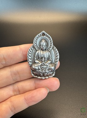 寒铁释迦摩尼佛牌吊坠天铁如来佛祖莲花牌子挂件佛像挂饰阿弥陀佛