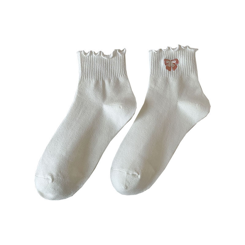 春夏款日系刺绣爱心小熊白色jk短袜可爱甜美木耳卷边学生低帮女袜,淘宝优惠券,粉丝福利购,淘宝优惠卷