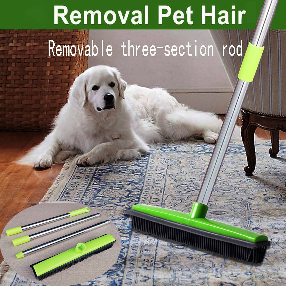 Three-section pole carpet hair removal broom to scrape dust, hand-washable rubber floor brush to clean dog hair, wipe window to remove floating hair