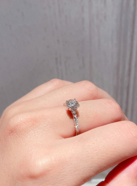 纯银莫桑石婚礼仪式1克拉戒指