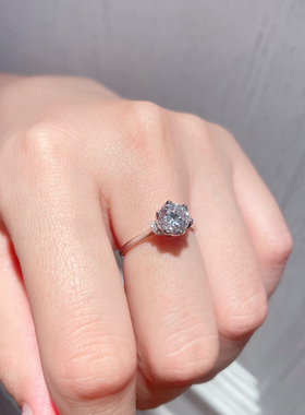 925纯银高端仿真钻石戒指超闪