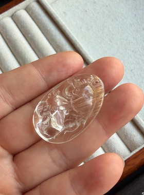 天然兔毛发晶雕刻生肖老鼠吊坠 顺发在顶部 立体雕刻 饰品礼物女